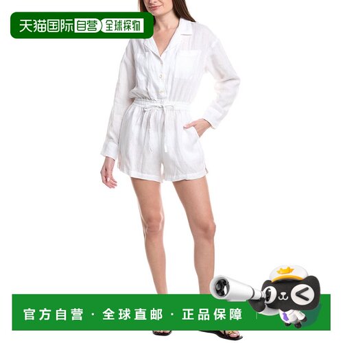 自营Vitamin A The Getaway Linen Romper - white 美国奥莱直发