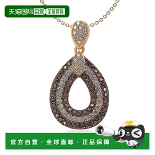 自营 Suzy Levian Rose 纯银棕色和白色方晶锆石泪珠吊坠 - 棕色