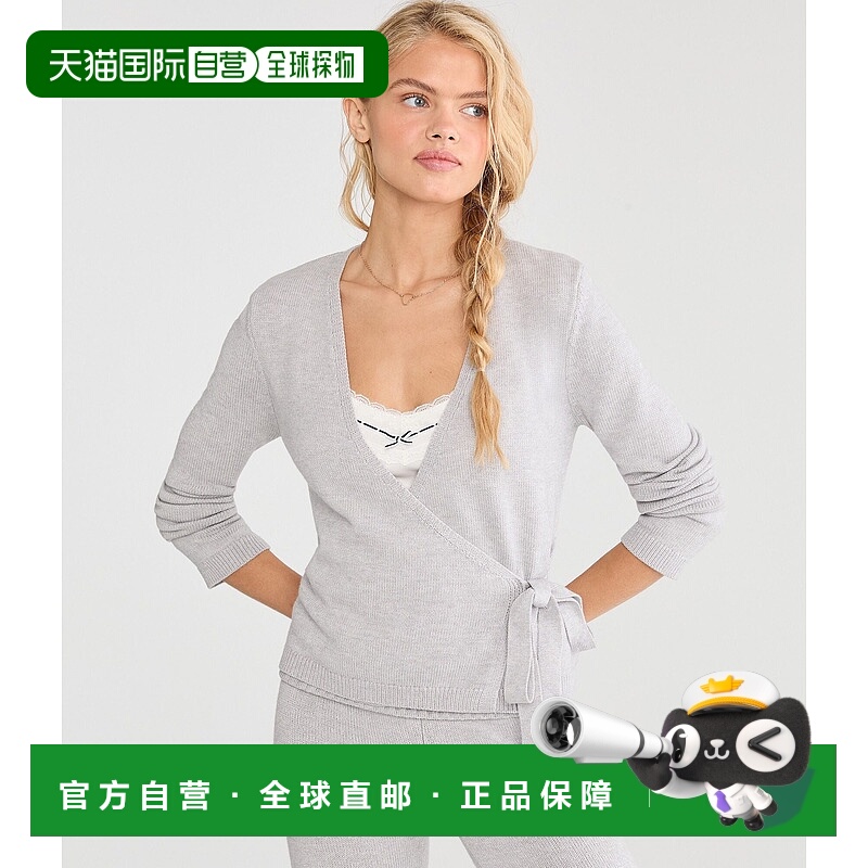 自营Aeropostale Cozy Wrap-Front Sweater - light heather gray