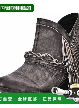 1h可退 【美国直邮】Corral 女士黑色拉链编织圆头短靴 时尚舒适