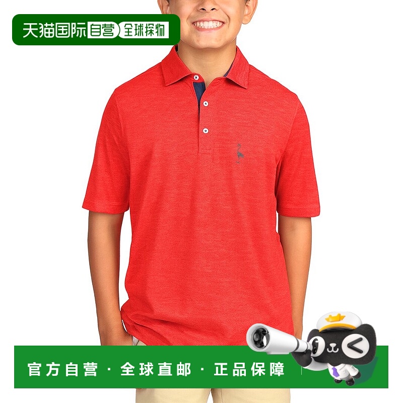 自营TailorByrd Melange Mesh Performance Polo Shirt - red 美