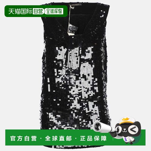 自营Marina Rinaldi Black Jersey Sequin Tank Top - black 美国