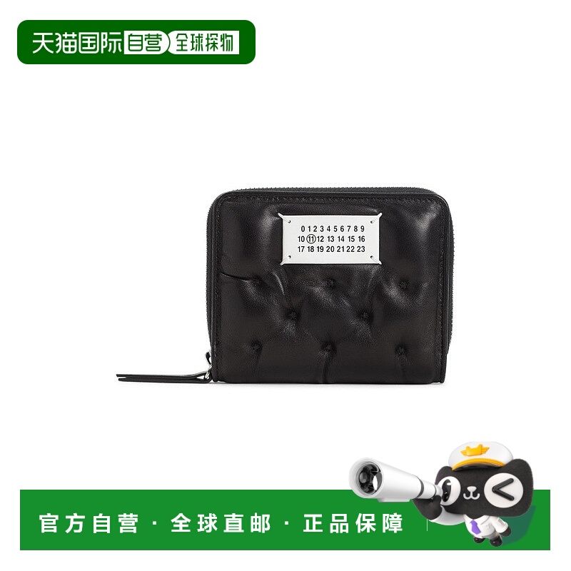 自营maison margielaQuilted Black Leather Zip Wallet With Con