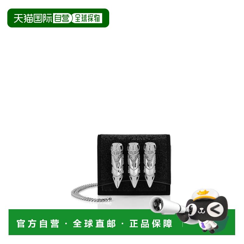 自营philipp plein小装饰鹰式离合器-黑色 美国奥莱直发手拿包