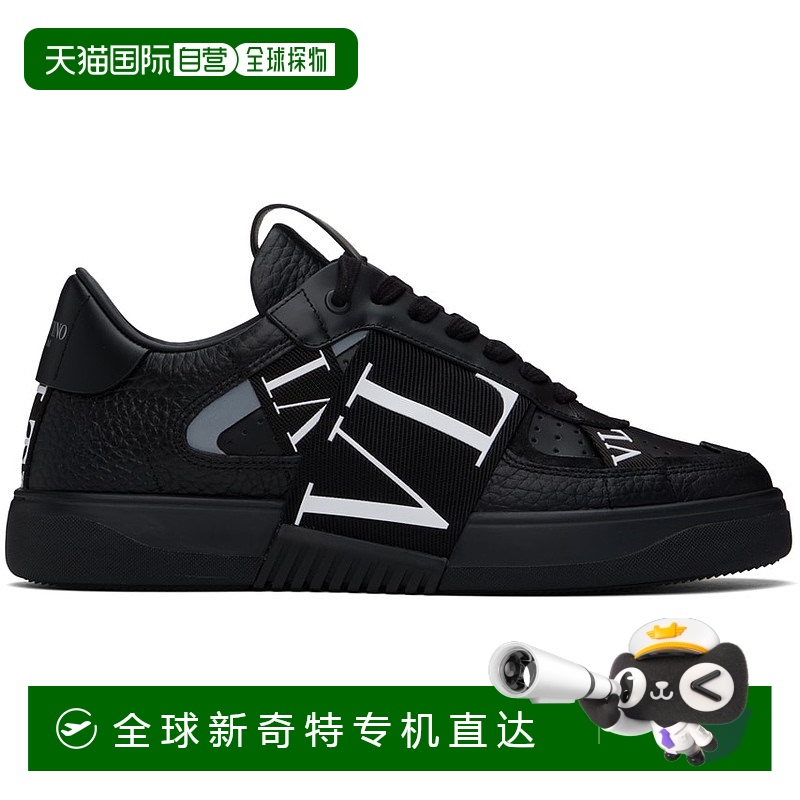 香港直邮潮奢 Valentino 华伦天奴 男士 黑色 Low-Top Calfskin V