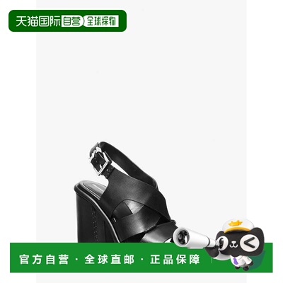 自营michael korsRaven Leather Block Heel Sandal - black 美国