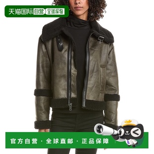 美国奥莱直发外套 绿色 自营Frye Faux羊毛飞行员夹克