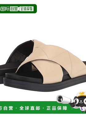 自营Aerosoles Linney Sandals Beige Leather Crisscross Slip-O