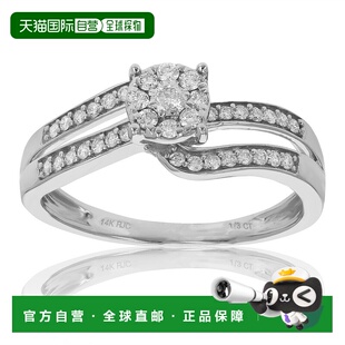 自营vir jewels1/4 克拉钻石群镶结婚订婚戒指 14K 白金新娘 - 白