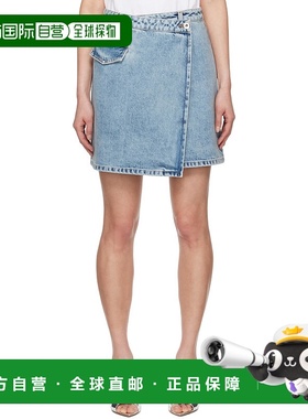 1h可退 香港直邮潮奢 Lanvin 朗雯 女士 蓝色裹身牛仔短裙 RWST00