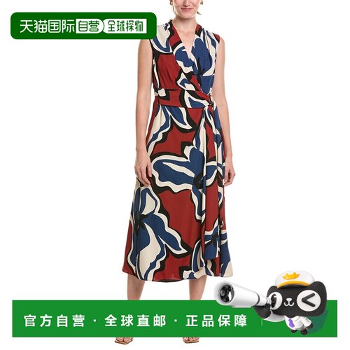 自营Anne Klein Surplice裹身中长款连衣裙-棕色 美国奥莱直发