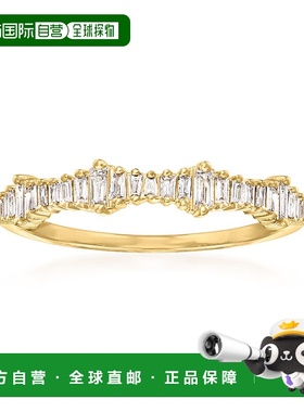 自营 Ross-Simons 长方形钻石戒指 14 克拉黄金 - 白色 美国奥莱