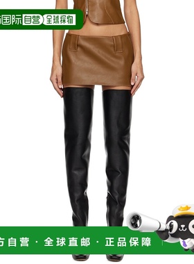 1h可退 香港直邮潮奢 AYA MUSE 女士 黄褐色 Egas 合成皮革短裙 A