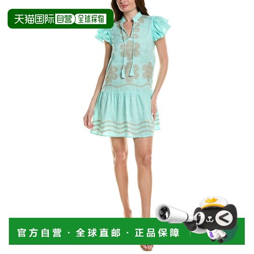 自营tyler boe Aimee Embroidered Linen Mini Dress - blue 美国