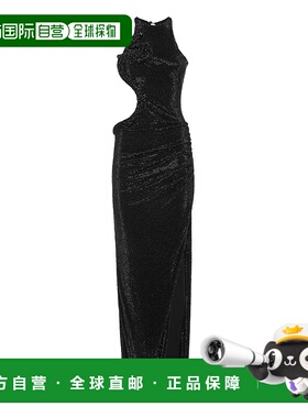 自营philipp pleinLong Dress Black Strass Snake - black 美国