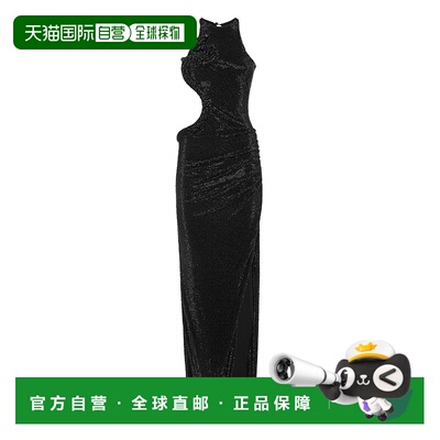 自营philipp pleinLong Dress Black Strass Snake - black 美国
