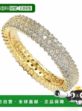 自营 Suzy Levian 金色纯银微密镶白色立方氧化锆永恒戒指 - 黄色