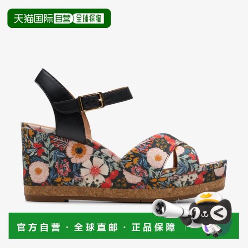 加拿大直邮Clarks Chicly Floral 坡跟鞋凉鞋与人字拖女士