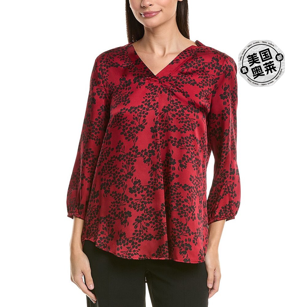 自营Jones New York 3/4-Sleeve Top - red 美国奥莱直发