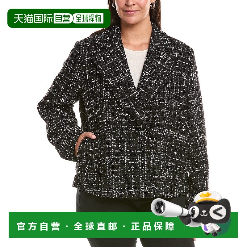 自营Marina Rinaldi Plus Saggina羊毛混纺运动夹克-黑色 美国奥