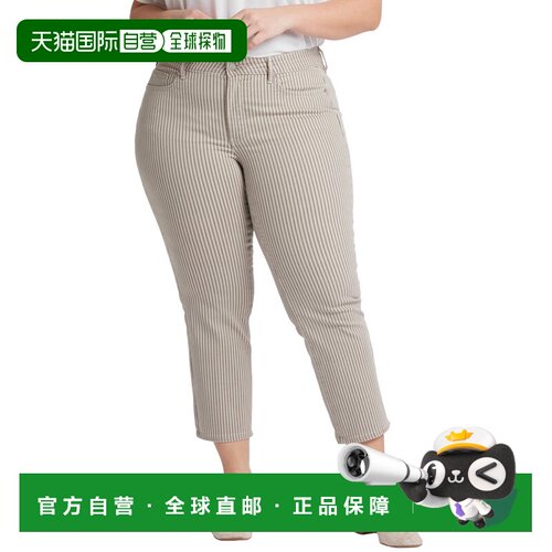 自营NYDJ Plus Marilyn Sandbar条纹脚踝裁剪牛仔裤-多色 美国奥