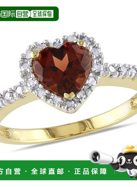 自营 mimi & max10k 金 1/10 克拉 TW 钻石光环心形石榴石戒指 -