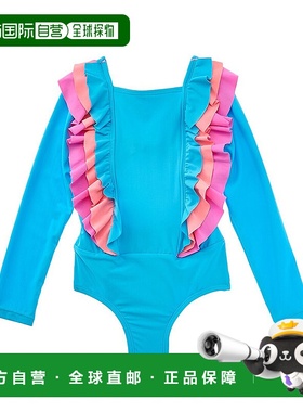 自营 beach lingo海滩Lingo Ruffle Rash套装-蓝色 美国奥莱直发