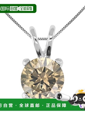 自营vir jewels1 cttw 香槟钻石单石吊坠 14K 白金圆形配链 - 白