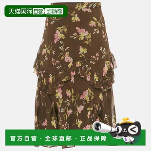 自营Polo Ralph Lauren Brown Floral Print Chiffon Ruffled Mid