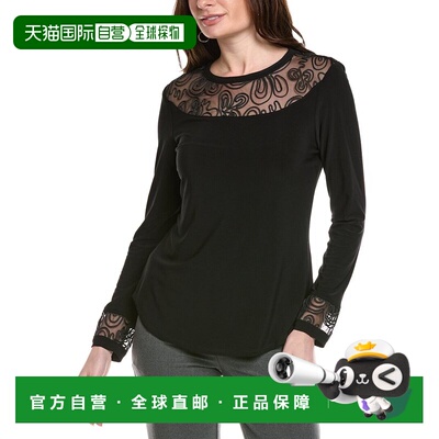 自营Joseph Ribkoff Lace Trim Top - black 美国奥莱直发上衣