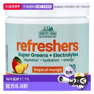 香港直邮Country Farms,Refreshers, Super Greens + Electrolyte