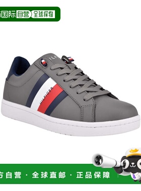 自营Tommy Hilfiger Sneakers男式灰色人造革舒适休闲鞋VER594-灰