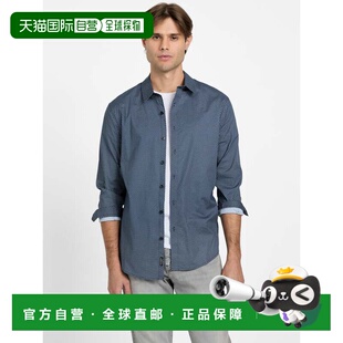 自营guessMontey Woven Geometric Shirt - planetary blue 美国