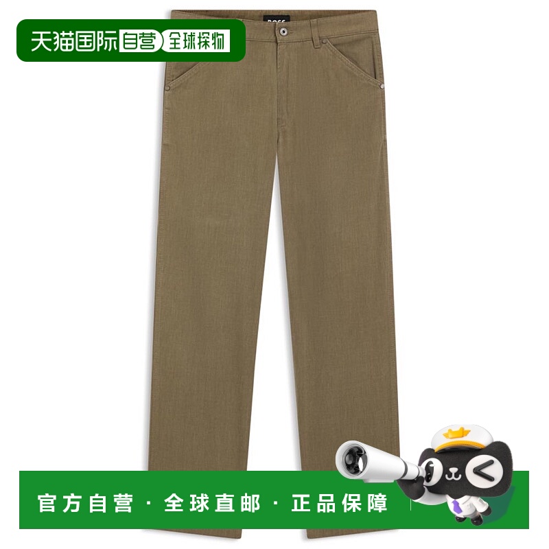 自营bossJeans in melange cotton denim - light brown 美国奥莱