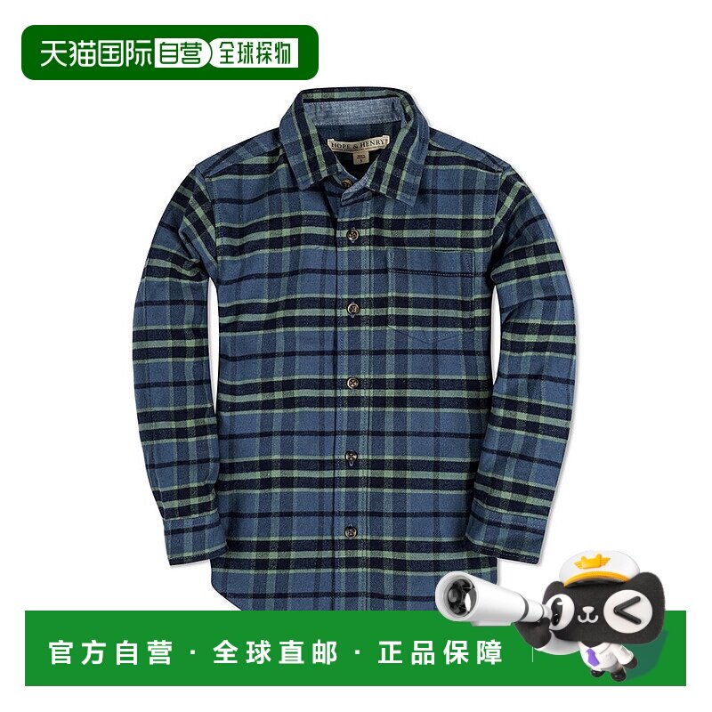 自营Hope & Henry Button-Down Plaid Flannel Shirt - green 美