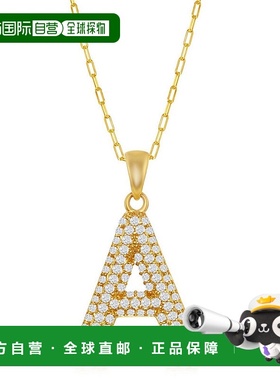 自营 simona纯银 Micro Pave CZ \'J\' Block Initial w/ 回形针