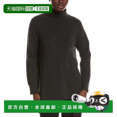 美国直邮自营EILEEN FISHER高领羊绒混纺束腰外衣-灰色 美国奥莱
