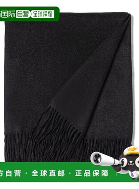 自营sofiacashmere Woven Cashmere Fringed Throw - black 美国