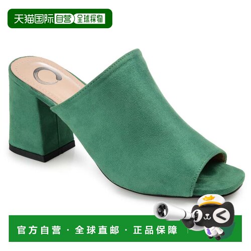 自营Journee Collection 女式宽幅 Adelaide 拖鞋 - 绿色 美国奥