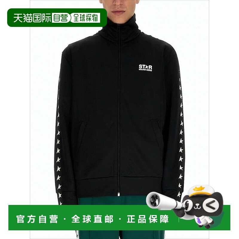 自营golden gooseZip-Up Jacket With Star Prints And Logo - bl