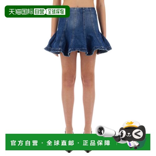 自营msgmFlared Denim Skirt - blue 美国奥莱直发半身裙短裙
