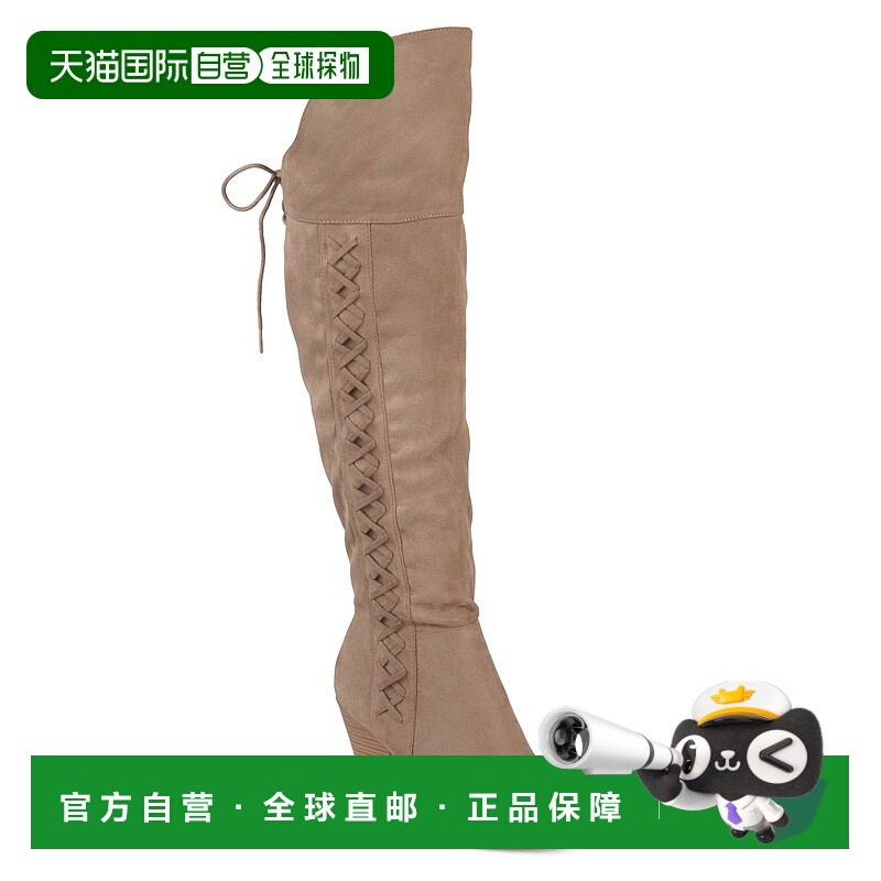 自营 journee collectionJournee 女士宽小腿 Spritz-S 靴 - 灰褐