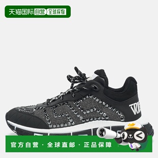 自营Versace Black/grey Leather And Lurex Fabric Trigreca Sne