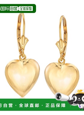 自营 Ross-Simons 14kt 黄金膨化心形吊式耳环 黄色 美国奥莱直发