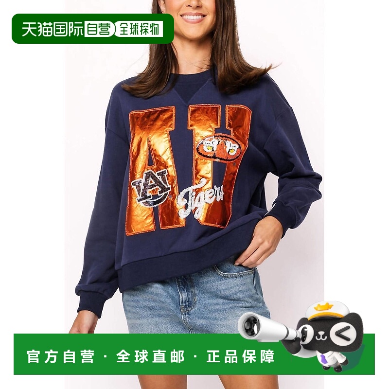 自营queen of sparkles深蓝色奥本金属运动衫-深蓝色 美国奥莱直