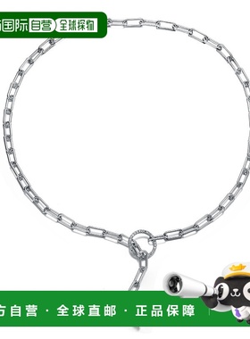 自营 genevive纯银白金镀方晶锆石弹簧环链项链 - 银 美国奥莱直