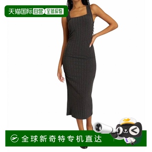 黑色 自营 t蒙塔拉方领Midi连衣裙 project 美国奥莱直发 social