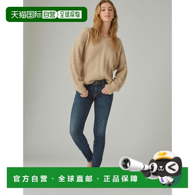 自营lucky brandLucky品牌女低矮Lizzie Skinny-深蓝色 美国奥莱