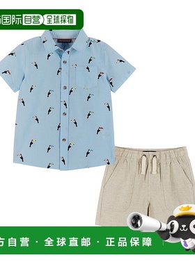 自营 Andy & Evan 2 件套衬衫和短裤套装 - 蓝色 美国奥莱直发