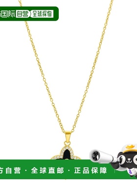 自营 Adornia 黑色四叶草项链 金色 - 黑色吊坠 美国直发奥莱